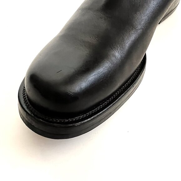 PRADA Black Leather Pull-on Tall Lug Sole Boots with Buckle, Size 37 (US 7) - Picture 9 of 13